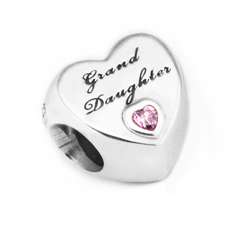 Pandulaso Granddaughter&#039;s Love Charm Pink CZ Beads For Jewelry Making Fit Pandora Bracelets & Neckalce DIY jewelry making-image-407663387