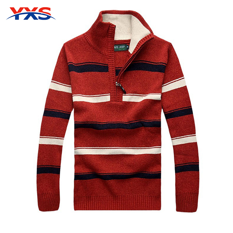 Wholesale-YXS-M20 Men's Brand Pullover New Winter Casual Men'S Long-Sleeved Striped Sweater With High Collar Jacket Zipper
