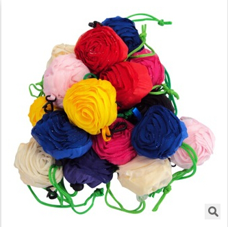 

2015 Cute Nylon Pretty Rose Foldable Bags Eco Reusable Environmental Shopping Bag pouch handbag Go Green 10 Colors, Mix colors;please note