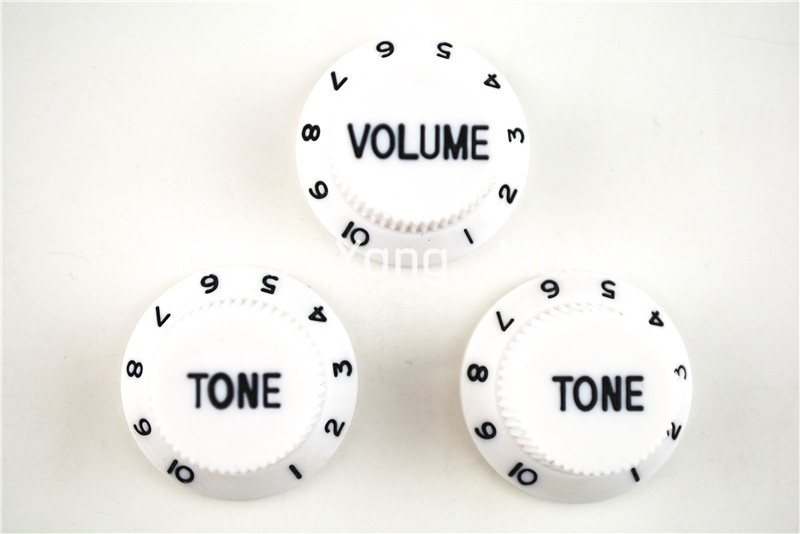 

White Black Font 1 Volume&2 Tone Knobs Electric Guitar Control Knobs For Fender Strat Style Guitar Free Shipping Wholesales