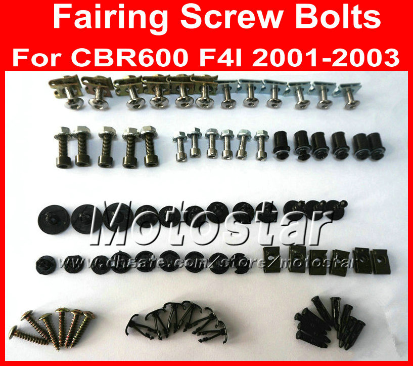 

Motorcycle Fairing screw bolts kit for HONDA CBR600 F4I 2001 2002 2003,CBR 600 F4i 01 02 03 black fairings aftermarket bolt screws