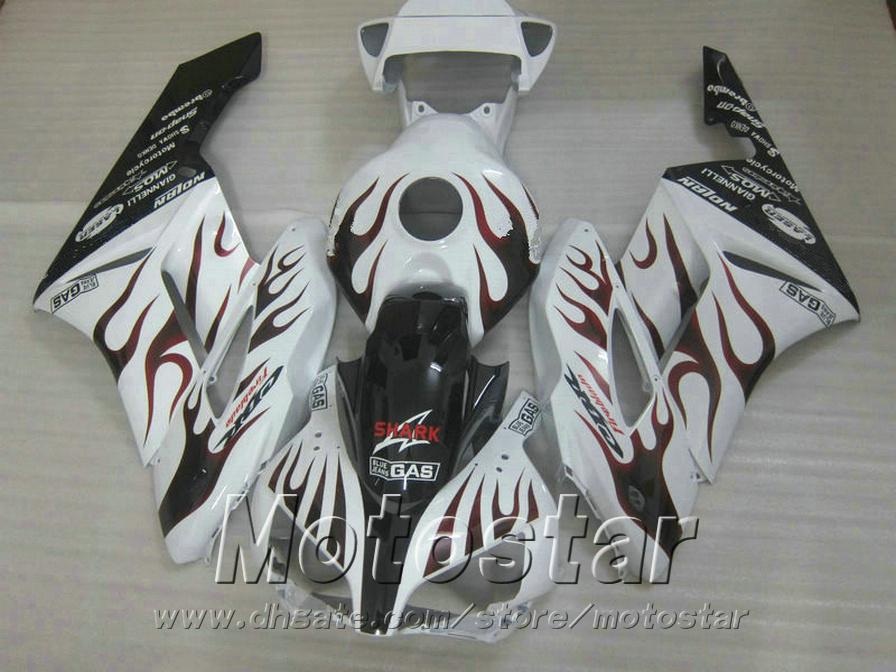 

New ! plastic fairing kit for HONDA Injection mold CBR 1000RR 04 05 red flames in white fairings set CBR1000RR 2004 2005 KA96, Same as the picture shows