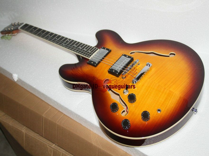 Nouvelle arrivée gaucher Jazz guitare Custom Shop une pièce cou 335 guitare électrique Vintage ébène Senior haute livraison gratuite guitare chau