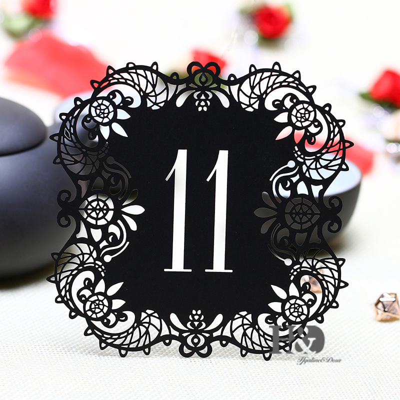 

Wholesale- 10pcs/set Black Hollow Lace Table Number Table Cards from 11 to 20 Rustic Wedding Centerpieces Vintage Event & Party Supplies