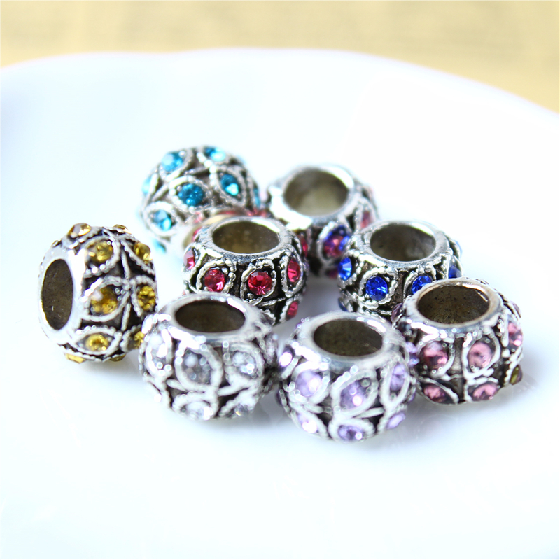 

Cured Leaves With Crystal Charm Bead Big Hole Fashion Women Jewelry European Style For Pandora Bracelet Necklace