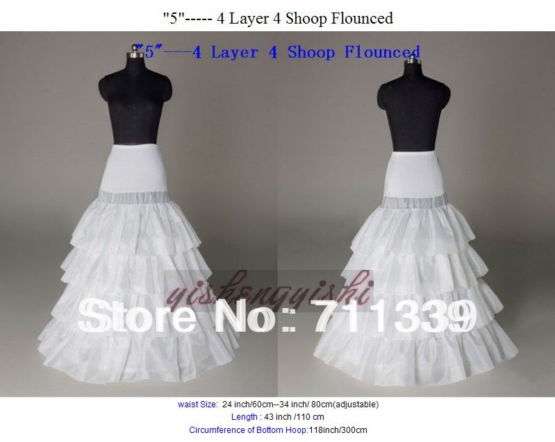 

High Quality 4 Layer 4 Loop Flounced Wedding Bridal Gown Dress Quinceanera Petticoat Underskirt Crinoline Accessories A-Line Wedding Dress, White