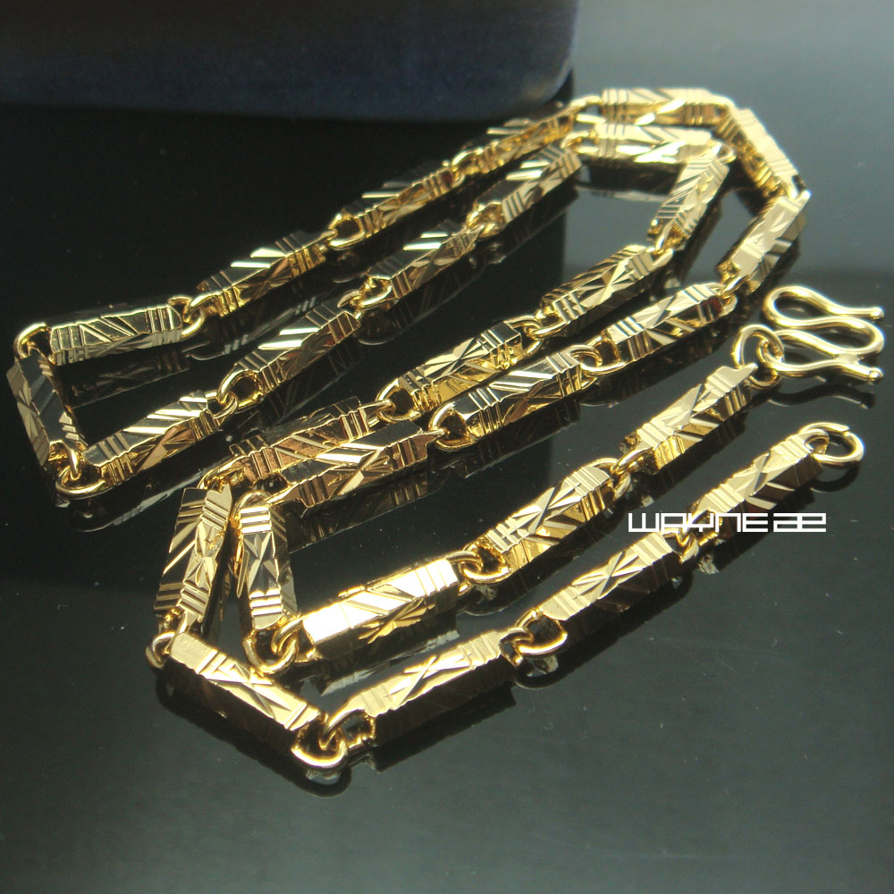 

18K GOLD FILLED MENS WOMEN'S FINISH Solid CUBAN LINK NECKLACE CHAIN 50cm L N298