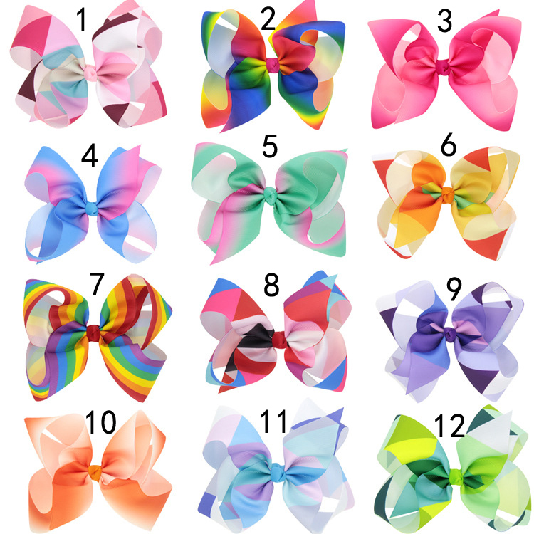 

12 Colors Rainbow JoJo Bows for Girls Mix Colors Hair bows for Children 2017 Trendy Kids Hair Accessories Birthday Party Dressing Up DIY kit, As photo
