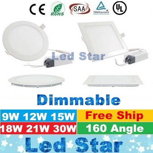 

Super Thin 9W 12W 15W 18W 21W 30w Led Down Lights Recessed Panel Lights High Power Dimmable Led Downlights 120 Angle AC 110-240V