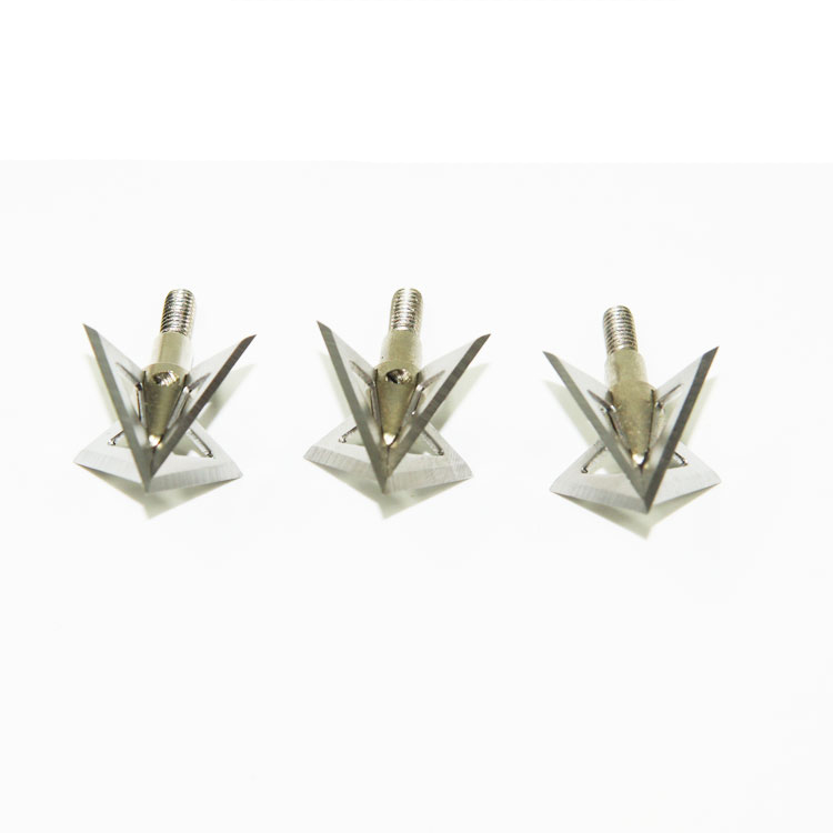 

100Grain 4-blade Cross Stars Silver Broadhead Stainless Steel Arrow Point Hunting for Crossbow