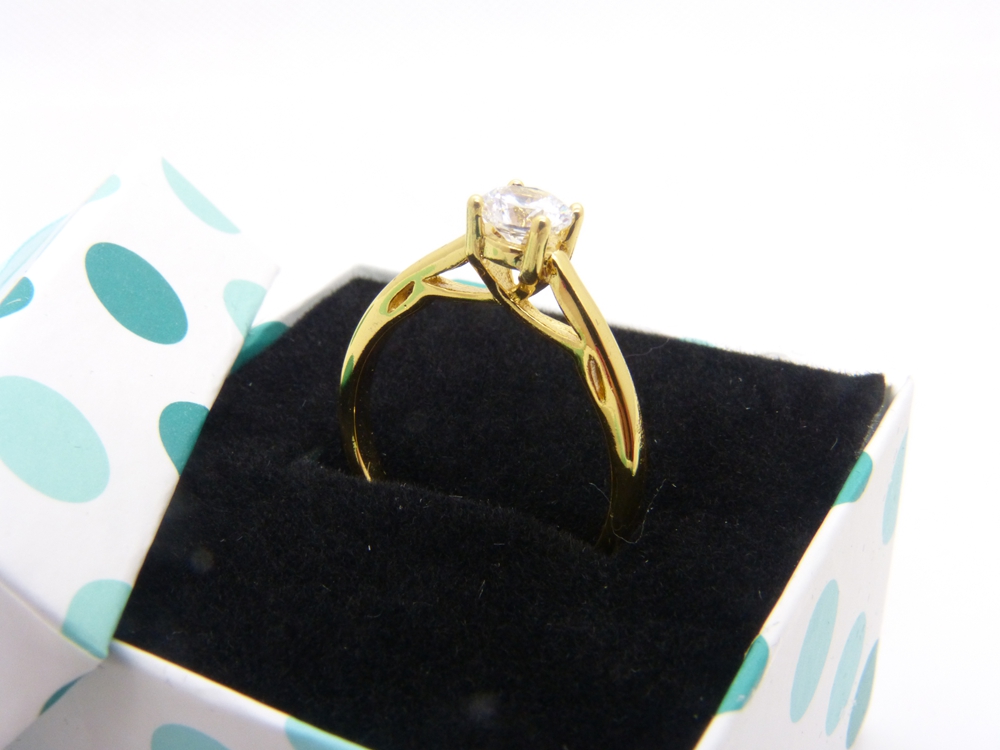 

womens classic 24k 24ct yellow gold filled solid solitaire prong setting rings jewelry, best gift for women