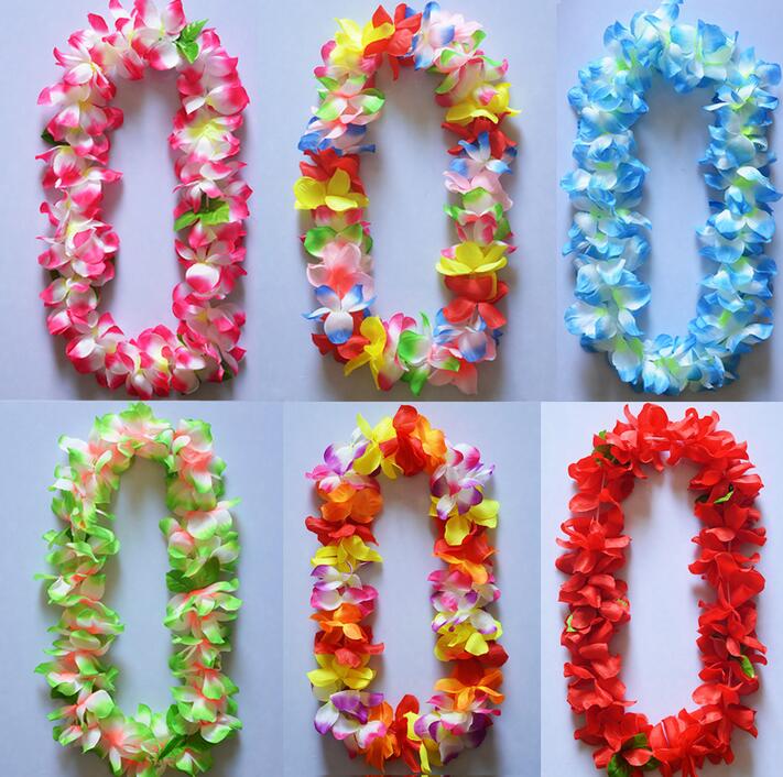 

Hawaii flower necklace Silk Flower Wreath Party Supplies Garland Cheerleading Multicolor Hawaii thickening encryption flower lei, Orange