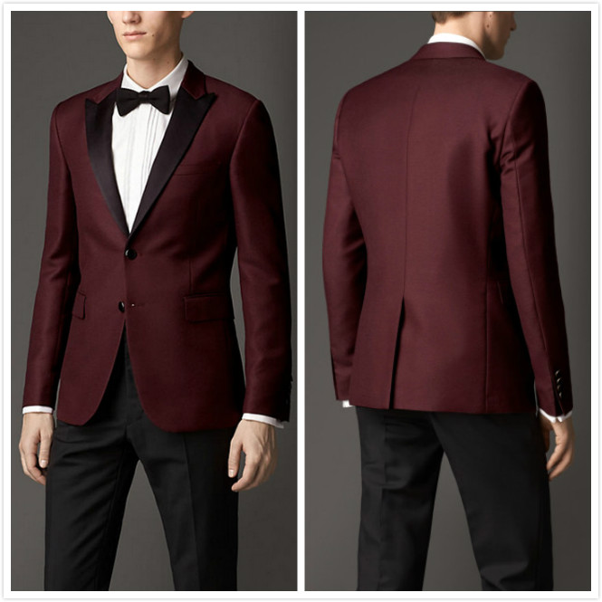 Black Suit Burgundy Bow Tie Australia 