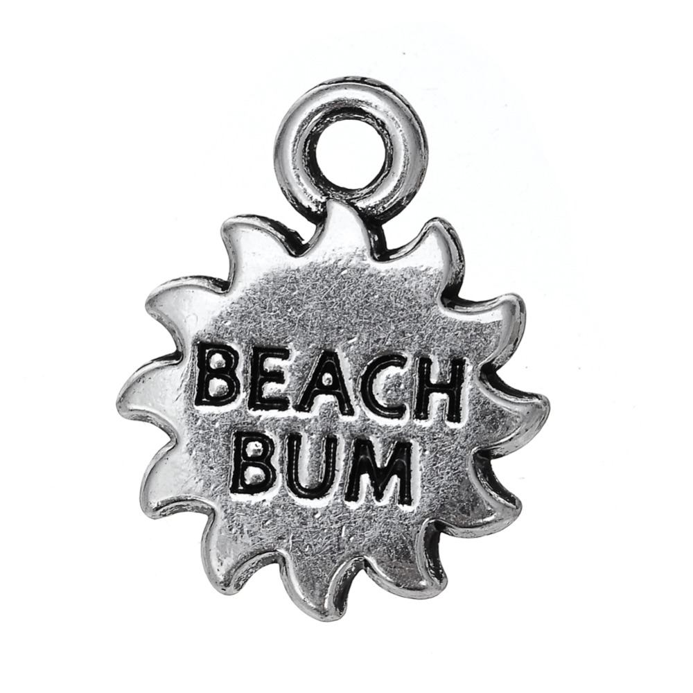 

Free shipping New Fashion Easy to diy 30pcs sun with beach bum message charm jewelry making fit for necklace or bracelet