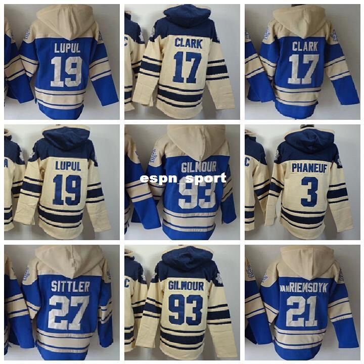 2016 Nouveau, Toronto Hockey sur glace à capuche 3 Dion Phaneuf 17 Wendel Clark 19 Joffrey Lupul 93 Doug Gilmour 21 James van-Riemsdyk Pull à cap