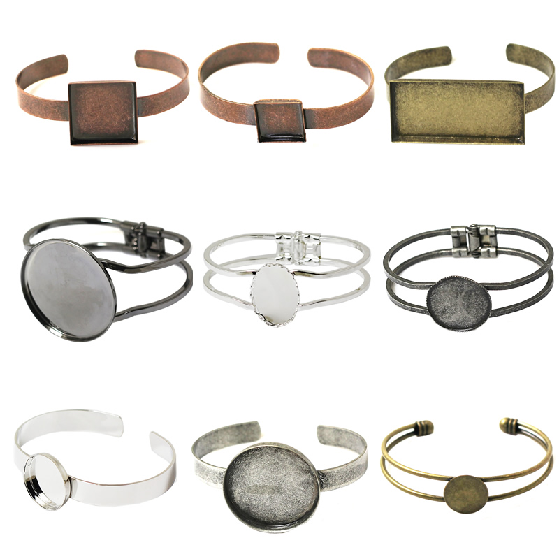 

Beadsnice bracelet blanks adjustable bracelet trays for jewelry making cuff bracelet setting cabochon base mix style ID 32220