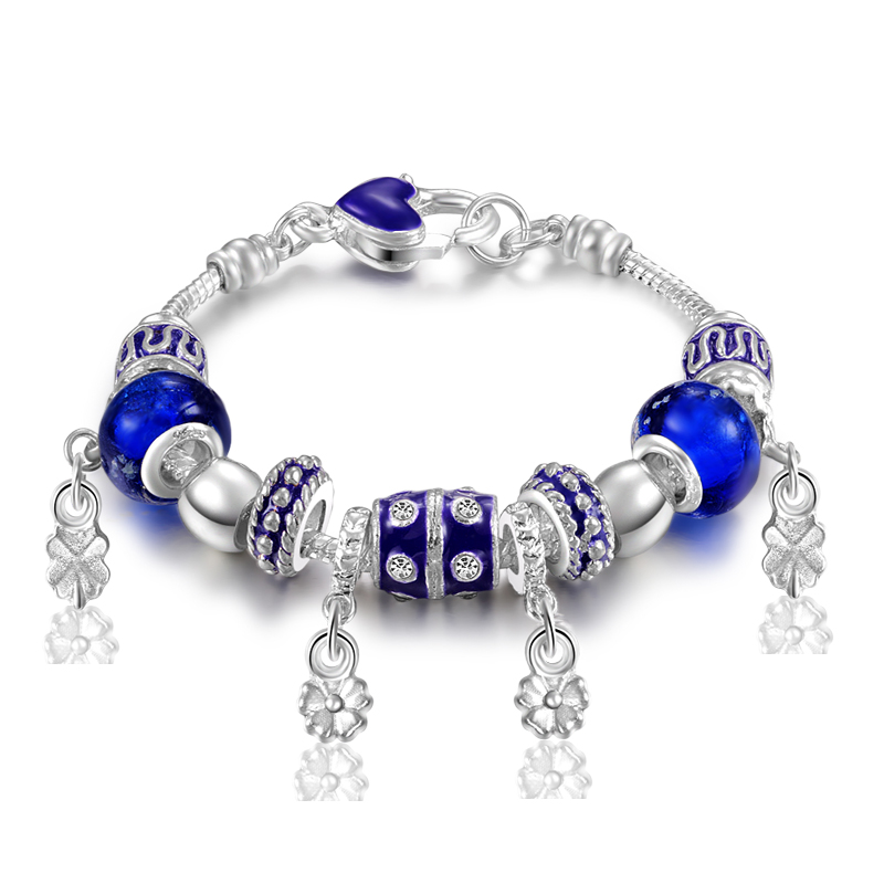 Livraison gratuite avec numéro de suivi Valette supérieure 925 Bracelet en argent Blue foncé Love Panla Bracelet Silver Jewelry 10pcs / Lot 1516