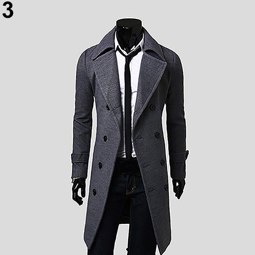 

Men Winter Stylish Slim Double Breasted Trench Coat Long Jacket Outwear Overcoat, Tan;black