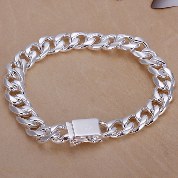 

Hot sale best gift 925 silver 10MM Quartet buckle sideways bracelet - Male DFMCH037, new fashion sterling silver plated Chain link bracelets