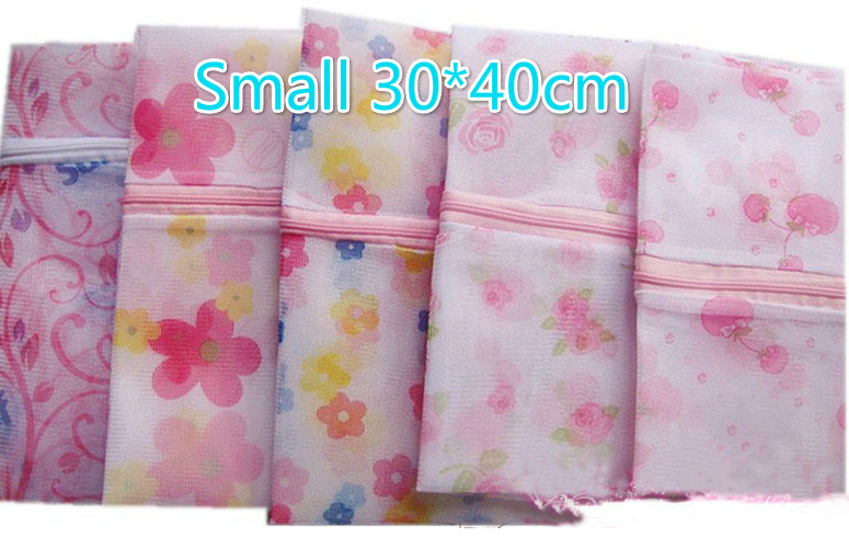 

Free Ship 100pcs Small 30*40cm Flower Printed Bra Clothes Laundry bag Washing Machine Nylon Net Mesh Hosiery Lingerie Zipper