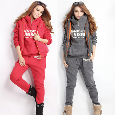 vente en gros marque femmes sport costume hiver mode à capuche femmes survêtement 3 pièces set sweat costumes haut qiality manteau + pantalon + g