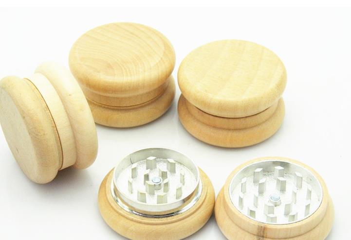 

smoking Log 2 Layer Tobacco Grinder 55MM Diameter Metal + Round Wood Broken Smoking.