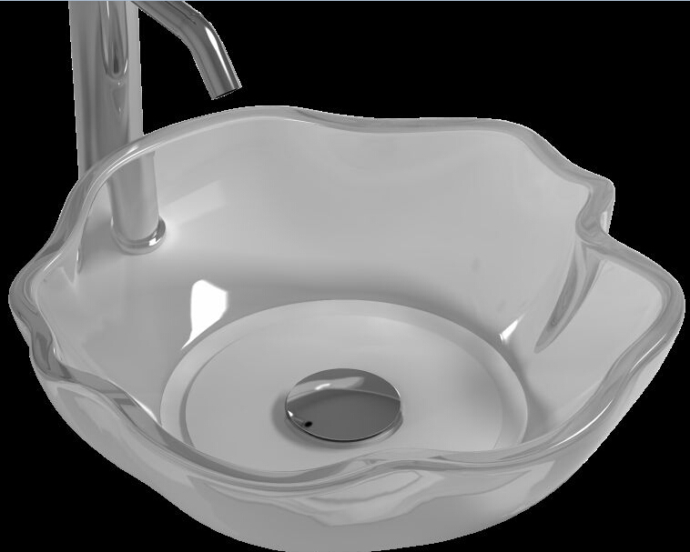 Round Resin Acrylic Countertop Sink Vessel Solid Surface Stone Coakroom Colored Washbasin 38322-image-383373555