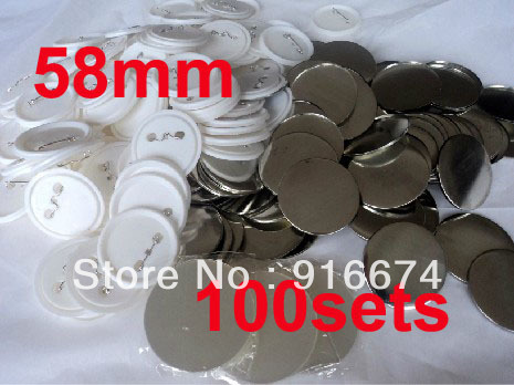 Wholesale-Fast Free shipping Discount 58mm 100 Sets Professional Badge Button Maker Pin Back Pinback Button Supply Materials-image-383473299