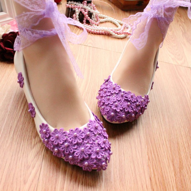 

Purple lace with colorful performance shoes photo wedding bride bridesmaid hand flat pregnant women shoes for women's shoes @05, Yellow