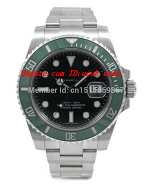 

New Top Quality Luxury Wristwatch Sapphire Black Dial Green Bezel Ceramic 116610 16610 Stainless Steel Automatic Mens Men's Watch Watches