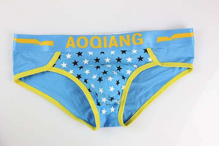

#21 Wholesale 3pcs/lot Men's sexy underwear stars pattern cotton blend pouch briefs underpants panties cuecas, Red