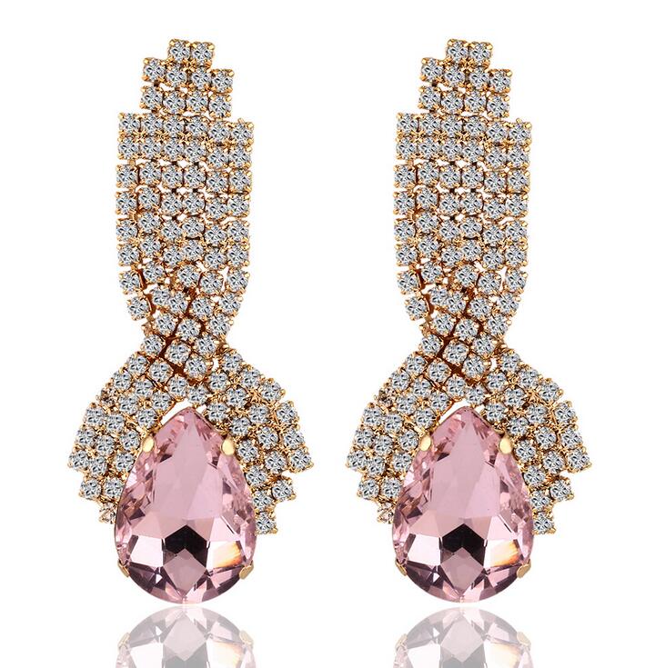 

Rhinestone Crystal Earrings Jewelry Big Platinum Plated Dangle Water Drop Earrings For Women Sapphire earrings turquoise earrings 8 Colors