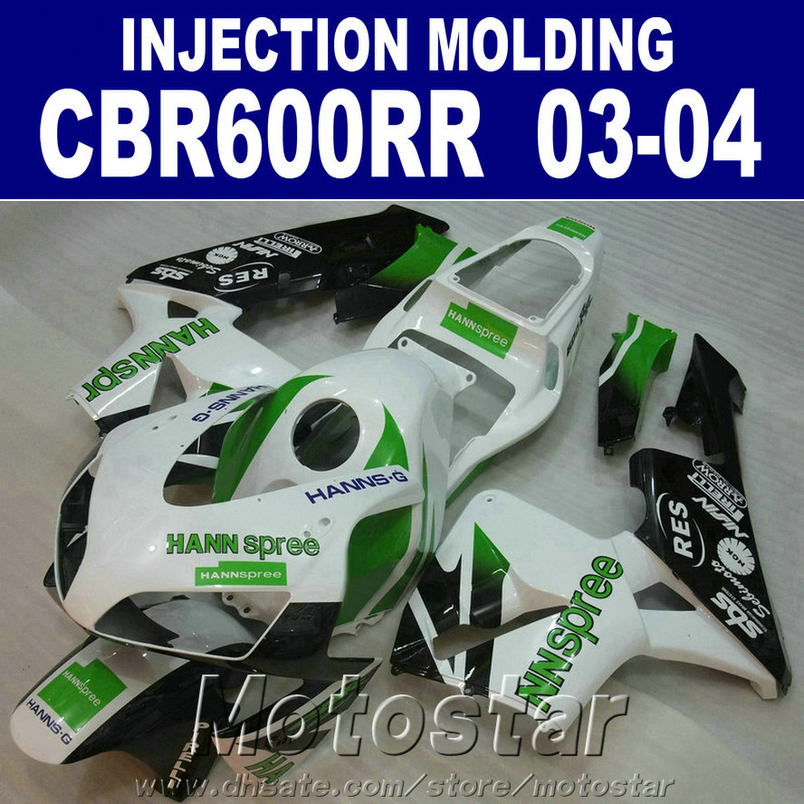 

100% ABS Injection Molding for HONDA CBR 600RR fairings 2003 2004 white black 03 04 CBR600RR bodykit UC4F, Same as picture