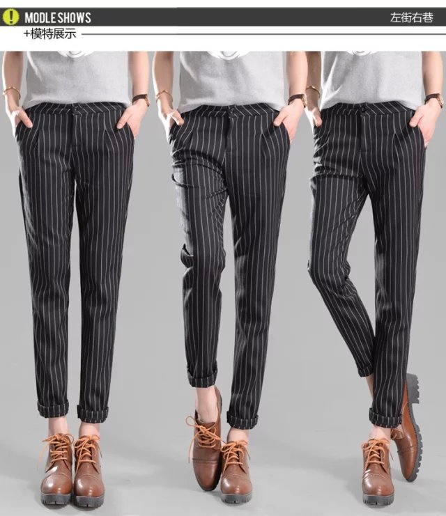 

New 2015 spring women striped pants high waist pants cotton linen Elasticity leggings trousers women FG1510, Black