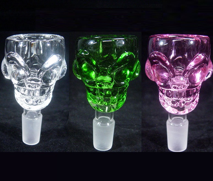 

50 Pcs Skull design 14mm/18mm Glass Bowl Smoking pipe bong 7mm Thick For Mini Oil Rig Percolators Bubbler ash catcher
