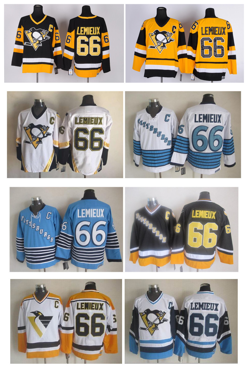 

Top Quality ! Men Pittsburgh Penguins Ice Hockey Jerseys Cheap 66 Mario Lemieux Jersey Retro Vintage CCM Stitched Jerseys Mix Order, As pic