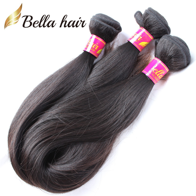 

BellaHair®8A Soft Smooth Mongolian Virgin Hair 3Bundles Remy Weaves Natural Black Color Unprocessed DHL, Natural color