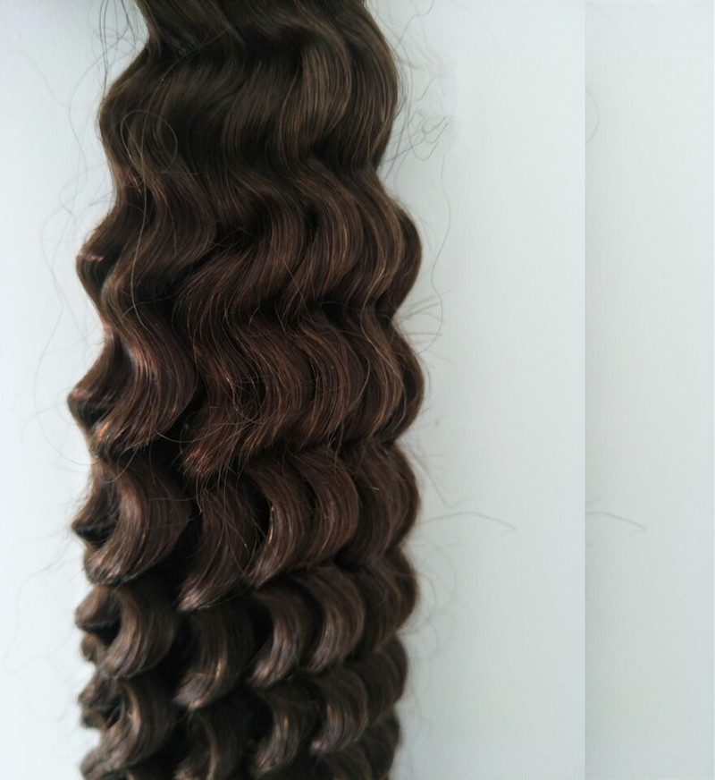 

Super Quality Bulk 100% Human Virgin Hair Brazilian Deep Curly Hair Dark brown color & 100g per piece