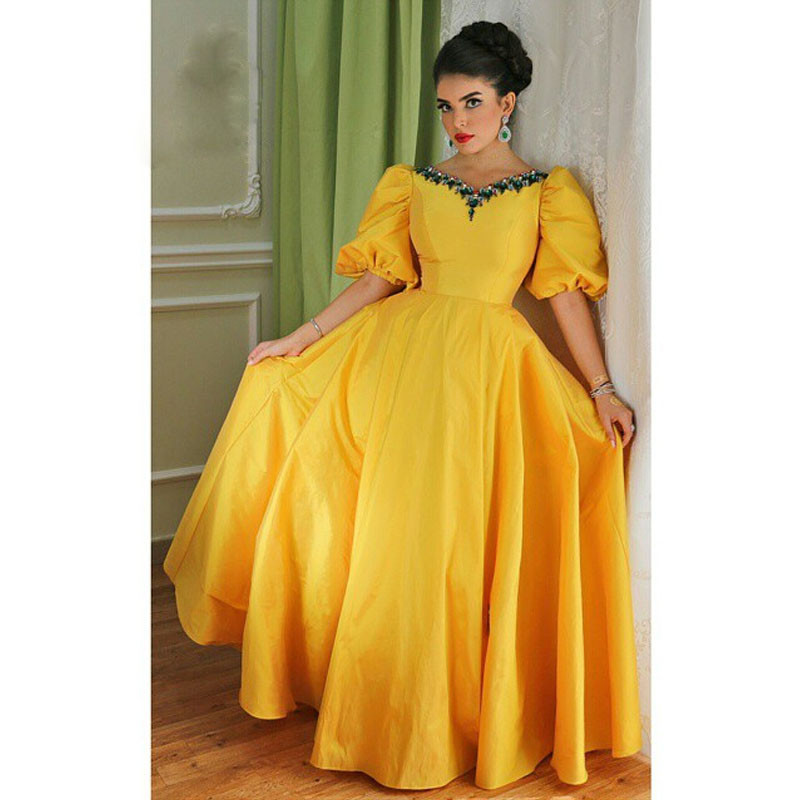 

Short Juliet Sleeve Vintage Evening Dresses Arabic Yellow Taffeta Vestidos De Festa A Line Emerad Green Beaded Crystal Party Prom Gowns 2016, Purple