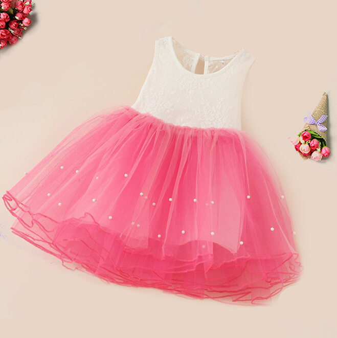 

Girl's Dresses Children Princess Dress Party Dresses With Beading Sleeveless Kids Girls Ball Gown Tulle Dress Z0425, Pink