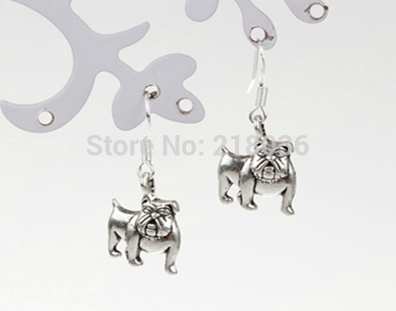 

Alloy Bulldog Dog Charms Drop/Dangle Earrings 925 Silver Fish Ear Hook 50pairs Tibetan Silver Chandelier Earrings Jewelry Gift HOT L020