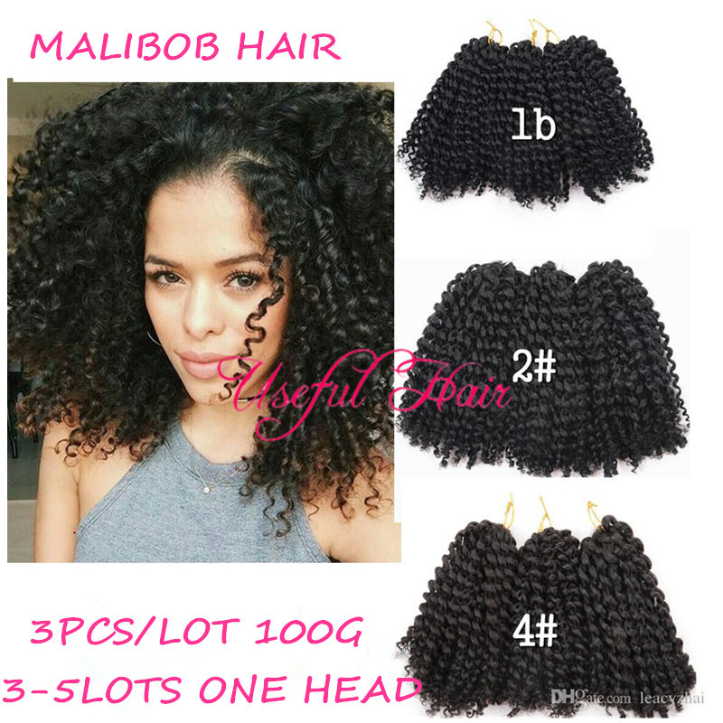 

OMBRE BUG GREY BLONDE AFRO KINKY CURLY 8" marlybOB mali bob hair extensions SYNTHETIC BARIDING HAIR 3Pcs/set crochet braids marlybob HOOKS, #1b