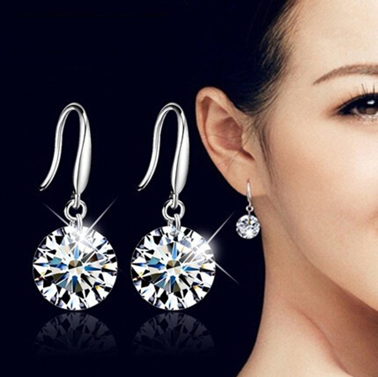 Boucles d'oreilles pendantes en argent sterling 925 pour femme avec pierres - Boucles d'oreilles à tige - Bijoux scintillants - Glamour coûteux