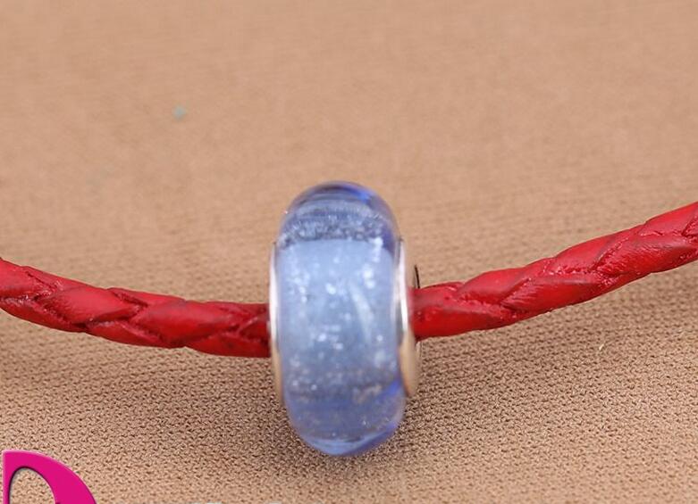 

fits for Pandora Bracelets authentic New sea blue mulanuo glass beads Europe S925 Sterling silver beads crystal section wholesale