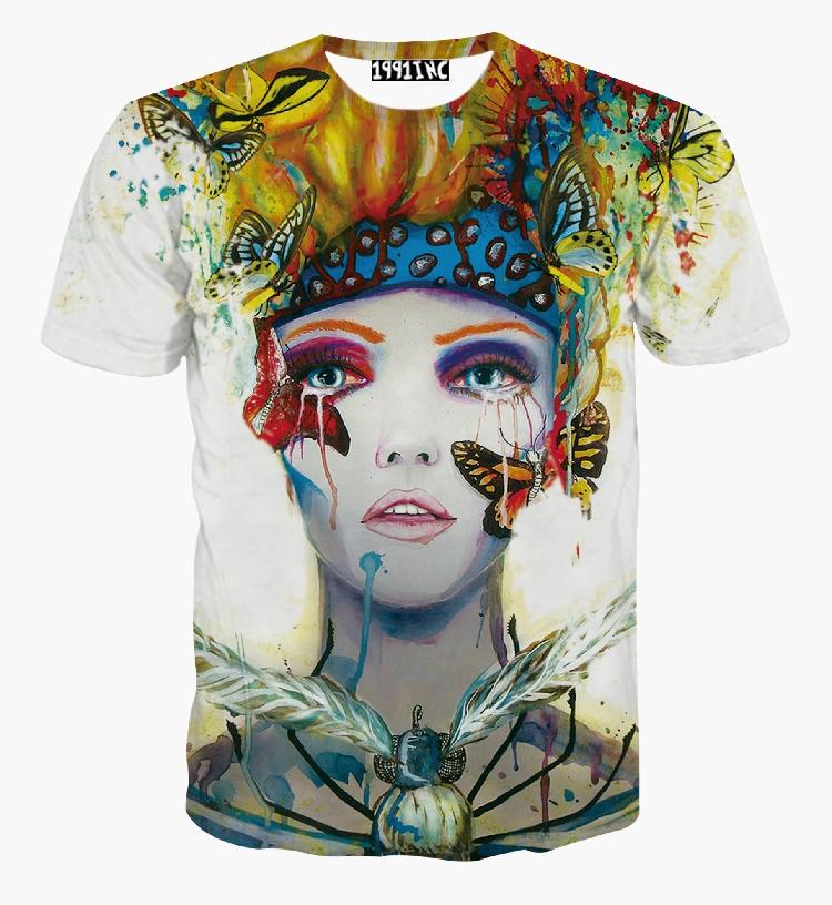 

FG 1509 new style Harajuku Art body painting men' women' printed 3d t shirt new Harajuku fashion t-shirt Tops Tees, Beige
