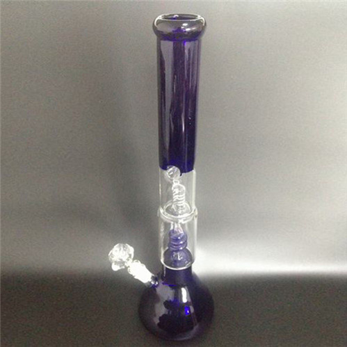 

Purple Hookahs Clear Smoking Water Pipes with 19mm Joint 1 Helix Perc and 1 Splash Guard High Quality Bongs GB-097