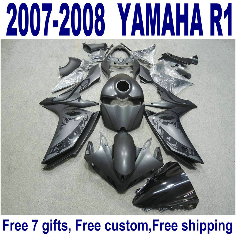 

7 gifts plastic fairings for YAMAHA YZF R1 2007 2008 plastic fairing kit YZF-R1 07 08 matte black motobike set YQ42, Same as the picture shows