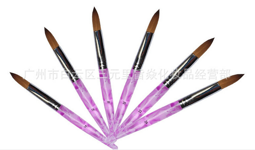 

Wholesale-Free Shipping Silver Gel Brush Nail Brush Acrylic Powder Nail Brush size 14# -24 #