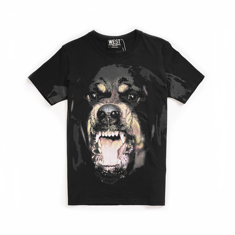 Été 2017 Nouveau Mode Américain Européen Hommes Femmes T Shirt 3D Tête De Chien Imprimé Pull O-cou Lâche T Shirt Pour Hommes Femmes