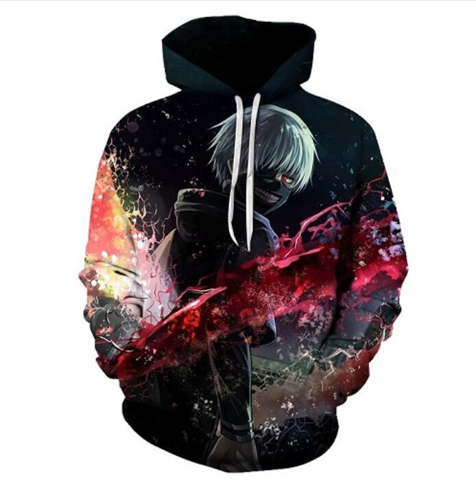 

2017 Autumn winter new Fashion 3D Hoodies Anime Tokyo Ghoul printing casual Hoody Funny Sweatshirt Drop shipping XK087, Multicolor